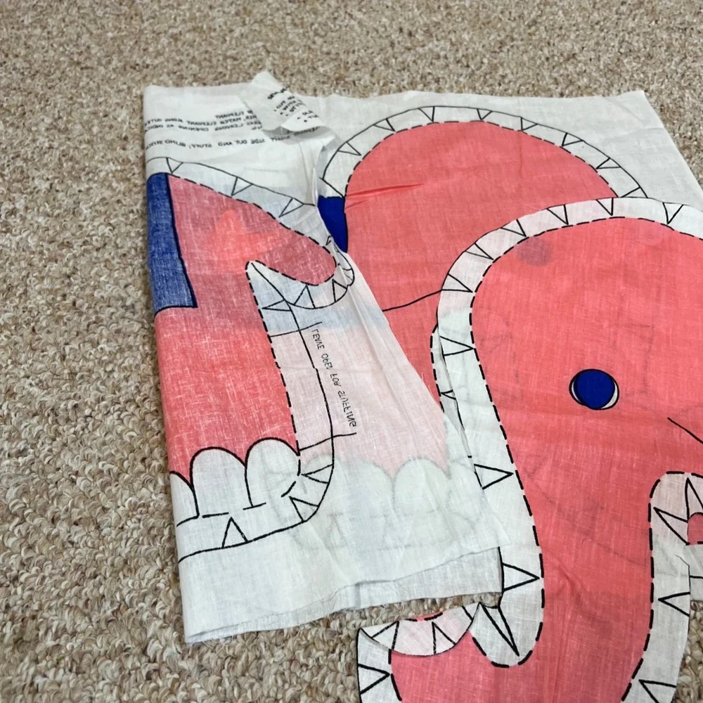 Vintage Pink Elephant Cut and Sew Fabric Panel Plush Toy DIY Craft